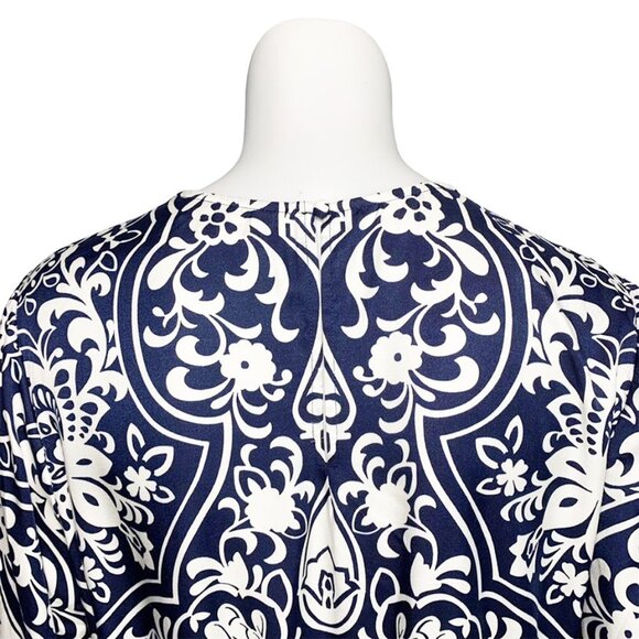 BODEN Silk Blend Ornate Garden Long Sleeve Column Dress in Navy - Picture 8 of 12